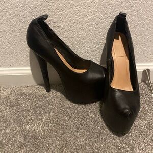 Glaze black 6.5 inch platform stilettos